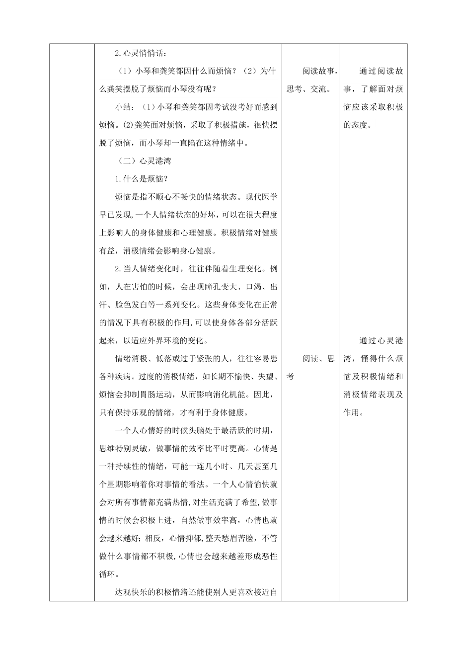 北师大版五年级下册心理健康第17课《烦恼来了怎么办 教案.doc_第2页