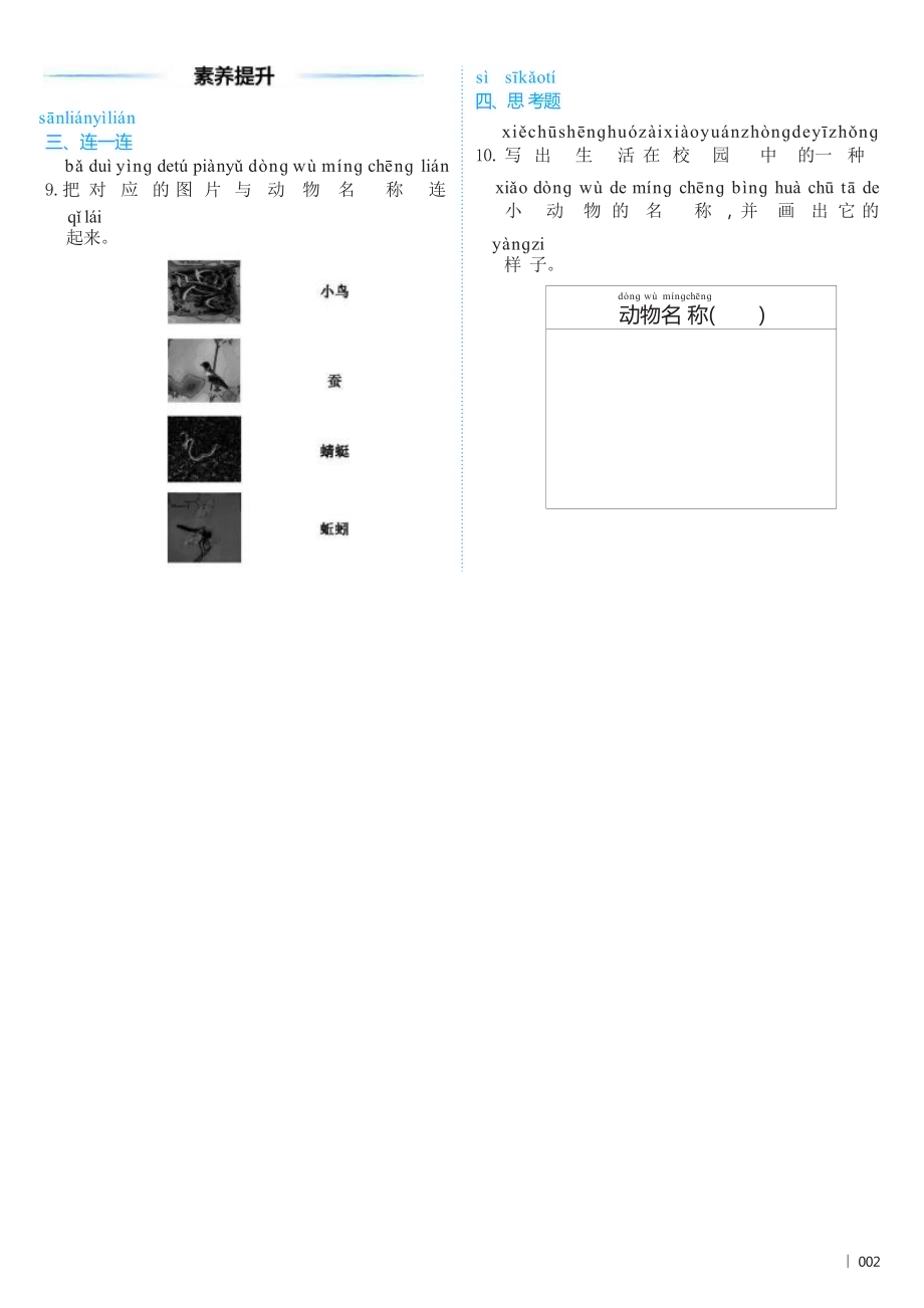 教科版（2024）科学一年级下册2 .1 我们周围的动物 同步练习（含答案）.docx_第2页