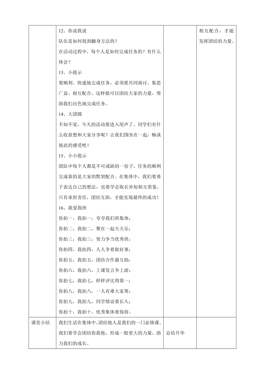 教科版六年级下册心理健康14《团结你我他》教学设计.doc_第3页