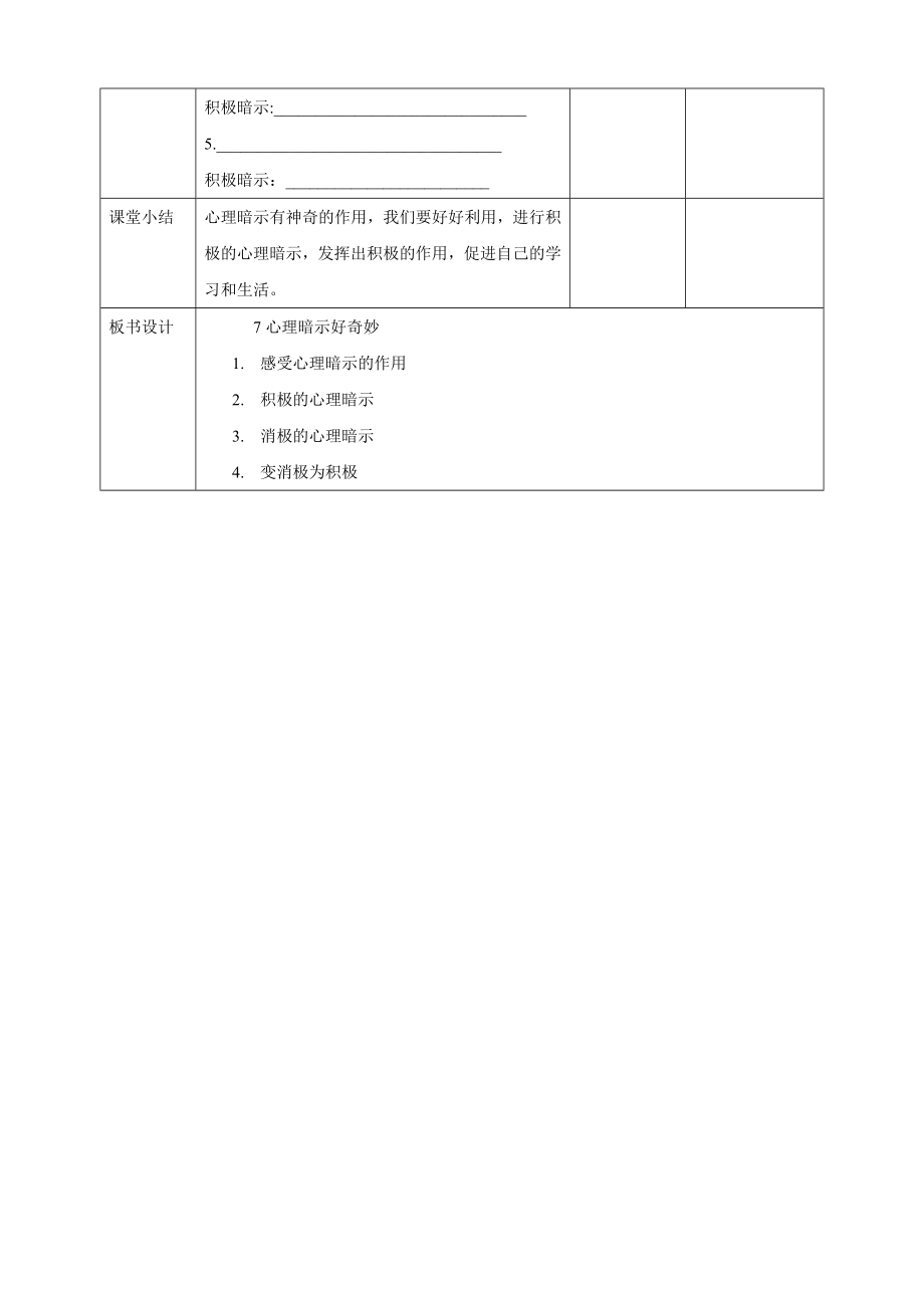 教科版六年级下册心理健康07《心理暗示好奇妙》教学设计.doc_第5页